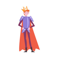 Young Man Dressed as Prince, Guy in Festival Costume, Masquerade Ball, Person Taking Part at Carnival Party or Holiday Celebration Vector Illustration