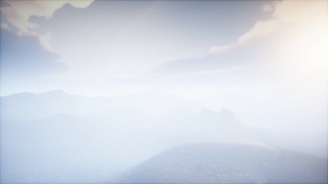Volcano Crater Landscape with Fog