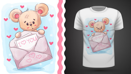 Bear with letter - idea for print t-shirt