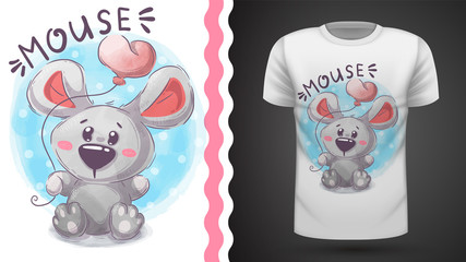 Cute teddy mouse - idea for print t-shirt