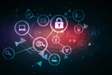 2d illustration Safety concept: Closed Padlock on digital background