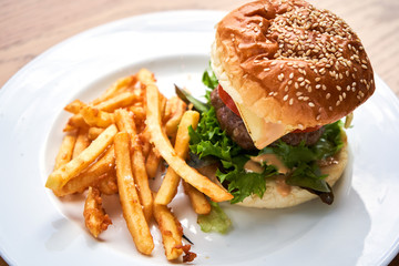 Burger and chips