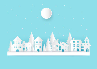 Obraz na płótnie Canvas winter city landscape with small town