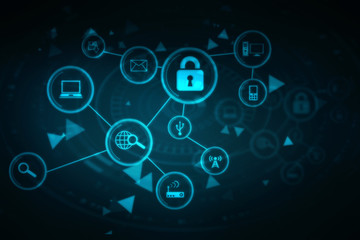 2d illustration Safety concept: Closed Padlock on digital background