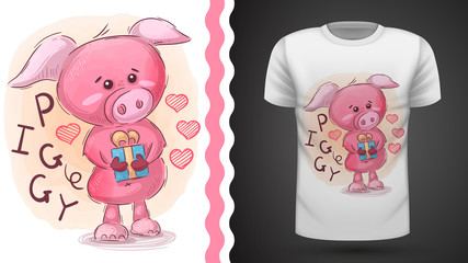 Pink piggy - idea for print t-shirt