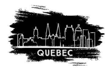 Quebec Canada City Skyline Silhouette. Hand Drawn Sketch.