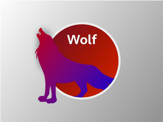 Paper cut style wolf with exotic background. illüstration