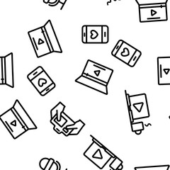 Modern Video Blogger Seamless Pattern Vector Illustration