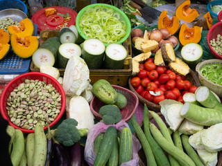 Fresh Vegetables for Sale in Outdoor Market