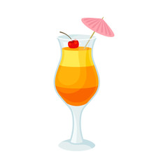 Striped cocktail. Vector illustration on a white background.