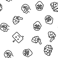 Artificial Intelligence Elements Vector Seamless Pattern Contour Illustration