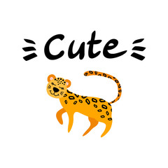 Cute and nice leopard with lettering