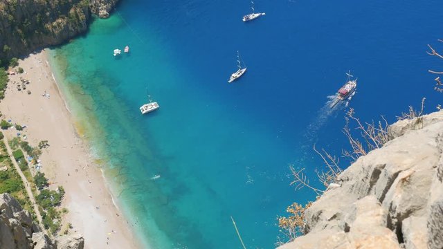 Beautiful aerial view of The Butterfly Valley in Fethiye, Turkey