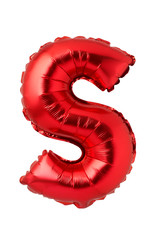 Letter S of red balloon isolated on white background