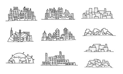 Obraz premium Hand drawn cityscape. Doodle town