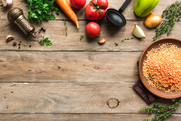 Lentil soup ingredients