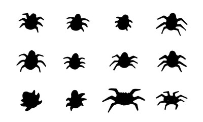 Handdrawn cute halloween spiders and bugs set. Doodle insects for design