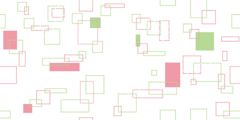 Seamless pattern from colored rectangles and squares. Cropped shapes. Vector illustration. Isolated elements.