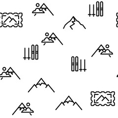 Mountain Alps Seamless Pattern Vector Contour Illustration