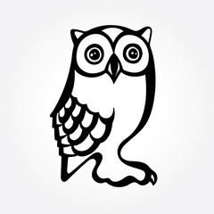 Owl. Owl hand drawn vector illustration. Owl sketch drawing. Part of set.
