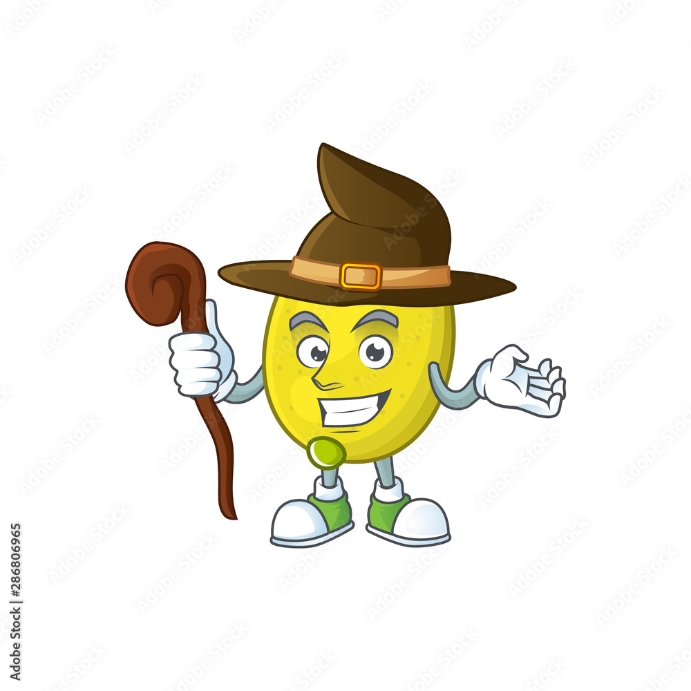 Wall mural Witch lemon cartoon character on white background