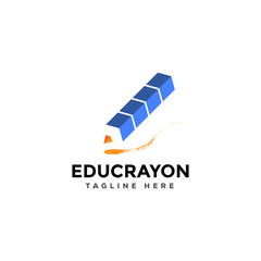 Education crayon book scribbles logo