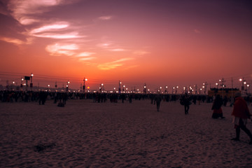 Obraz premium Sunset on the beach, Allahabad, Uttar Pradesh 