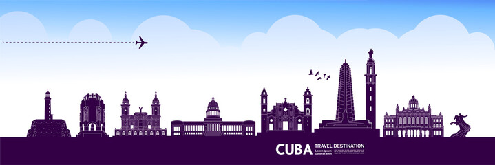 Cuba travel destination grand vector illustration.