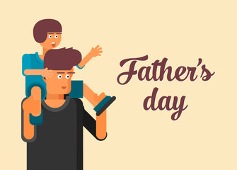 Father and son. Father's day card, background