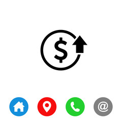 Cost reduction icon. Dollar Down Icon Vector. symbol for web site Computer and mobile vector.