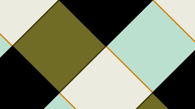 Graphic 2D video pattern with rhombuses moving to the lower right, composed of multicolored textures, in 4K 16: 9 format.