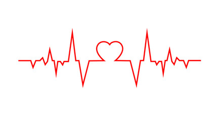  Heart pulse. Red and green colors. Heartbeat lone, cardiogram