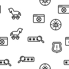 Cyber Attack Seamless Pattern Vector Contour Illustration