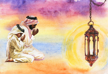 Fototapeta premium Men praying namaz