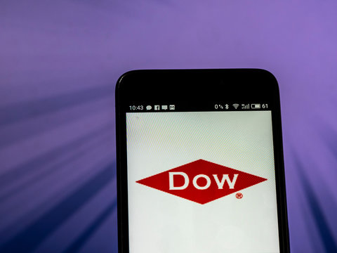 Kiev, Ukraine, September 13, 2018, illustrative editorial. The Dow Chemical Company (TDCC) logo on a smart phone