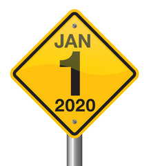 Vector illustration of road sign 2020.