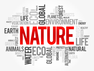 Obraz premium Nature word cloud collage, ecology concept background