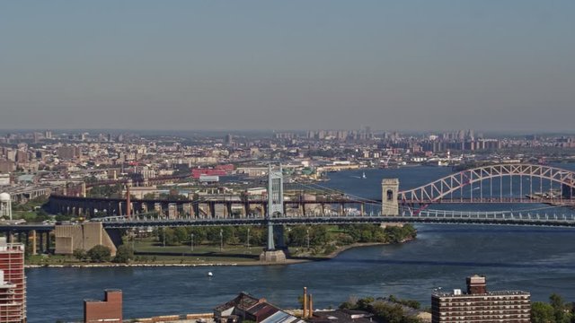 NYC New York Aerial v135 Panoramic cityscape view of Randalls Island & Ditmars Steinway cityscape - October 2017