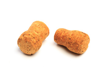 Wine corks isolated on white background .