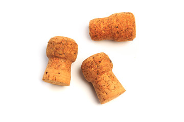 Wine corks isolated on white background .