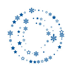Christmas decoration. Winter holiday round design element with snowflakes.
