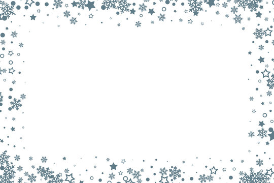 Christmas decoration. Winter holiday design element with snowflakes and stars. Vector ornamental frame