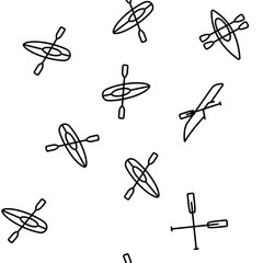 Canoeing, Active Rest Vector Seamless Pattern Contour Illustration