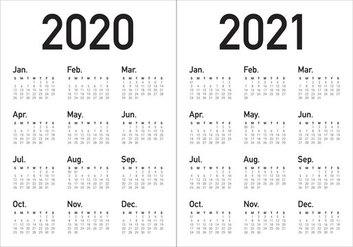 Year 2020 2021 Calendar Vector Design Template