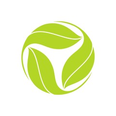 Abstract sphere green leaf logo. Green ecology logo