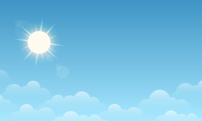 Fototapeta na wymiar Vector blue sky clouds. Sunny day. Flat clean style. Background design