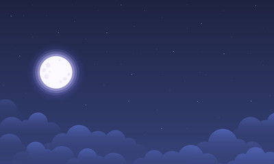 Vector night sky clouds stars. Flat clean style. Background design - 286819396