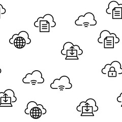Cloud Data Service Seamless Pattern Vector Illustration