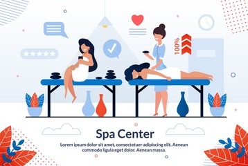 Informative Banner Inscription Spa Center Flat.