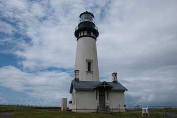 Fototapeta na wymiar Yaquina Head Lighthouse, built in 1872, 93 feet tall on the Oregon coast.
